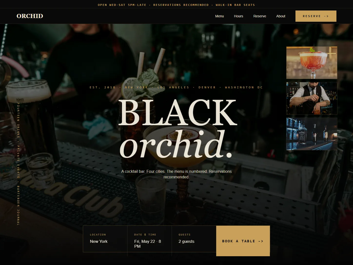 BLACK ORCHID — Cocktail Bar — built with Go2Run AI